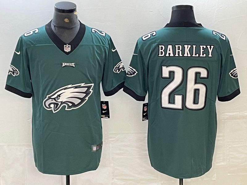 Men Philadelphia Eagles 26 Barkley Green 2024 Nike Brigade logo Limited NFL Jersey style 1